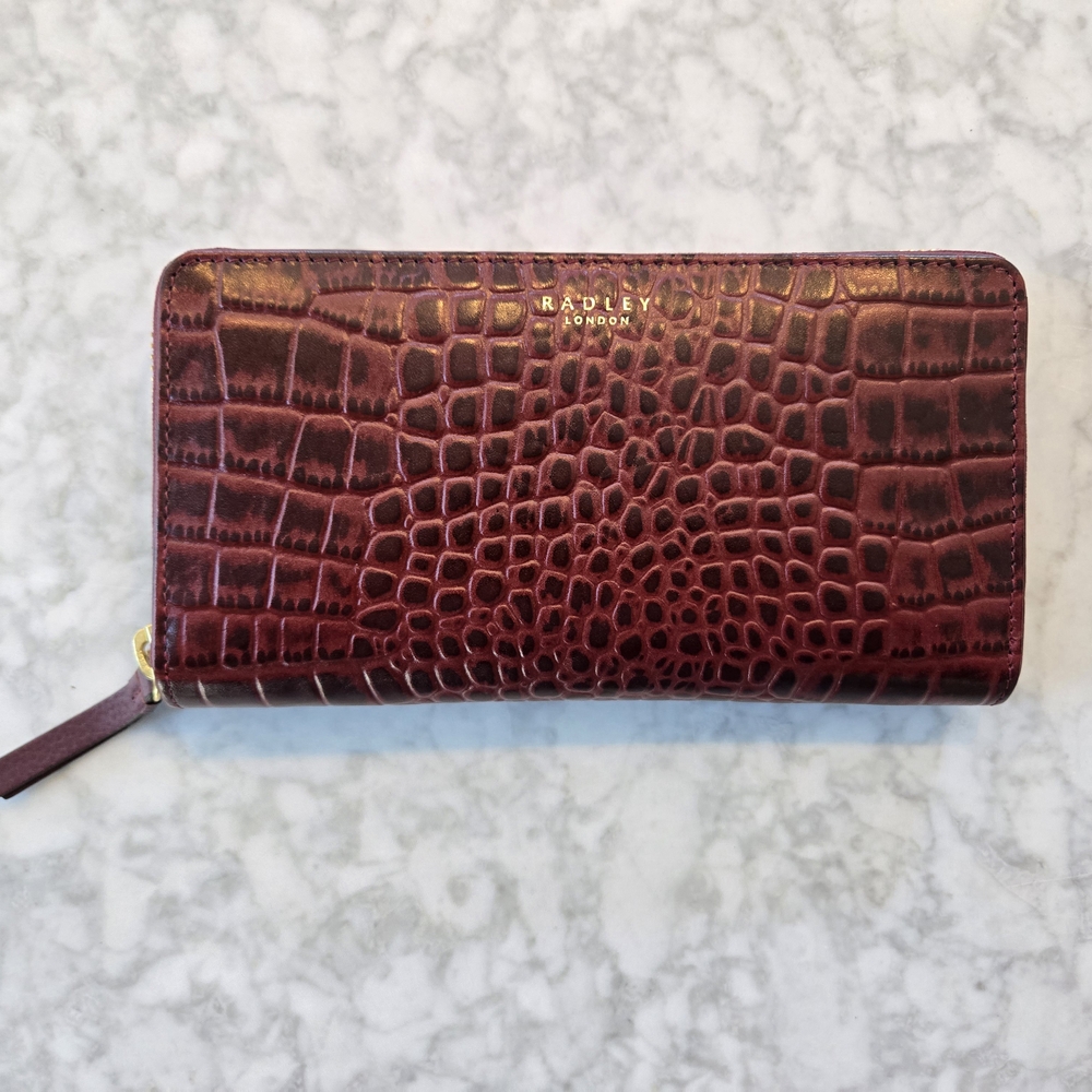 Radley London Croc-Embossed Wallet in Burgundy